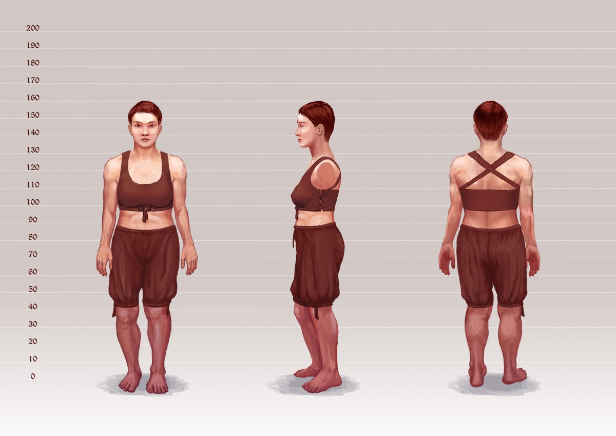 Morphologie Belarian femme costume (brassière et short arrivant aux genoux)