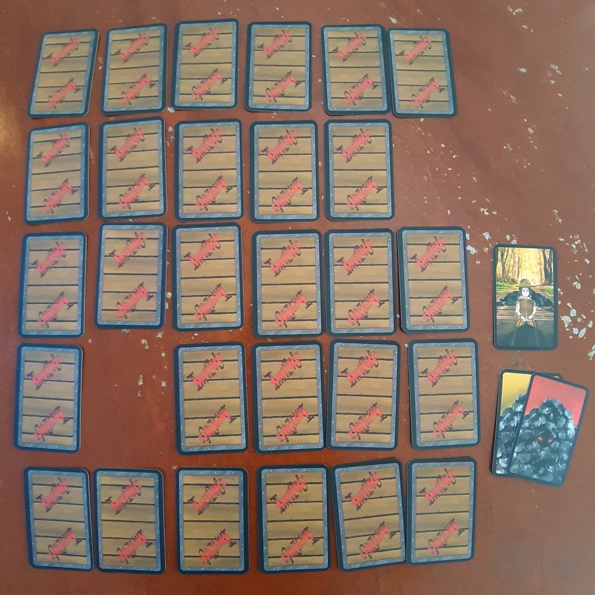30 cartes Infiltrés face cachée 1 carte Rôle et 2 cartes sorties du jeu