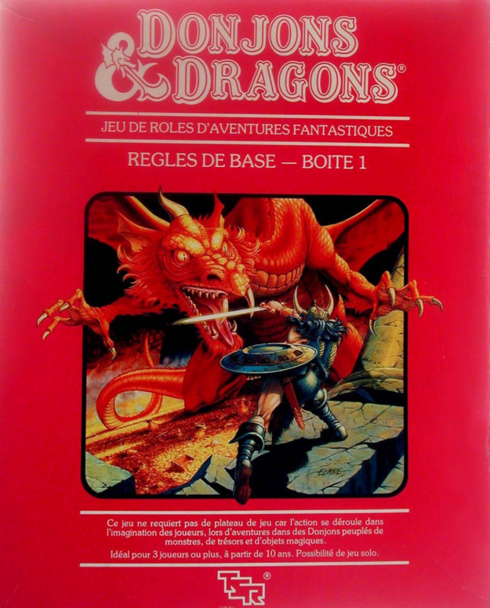 Boîte du jeu Donjons et dragons rouge boite 1 règles de base
