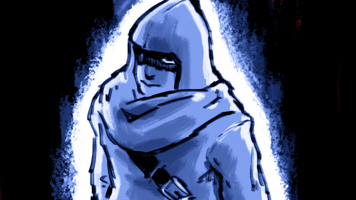 Homme à capuche dans une aura bleue - extrait de la vidéo Infiltrés