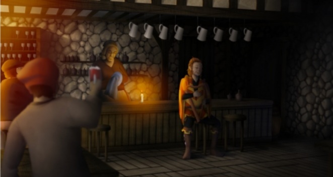 Illustration représentant le personnage de Vergo dans une taverne