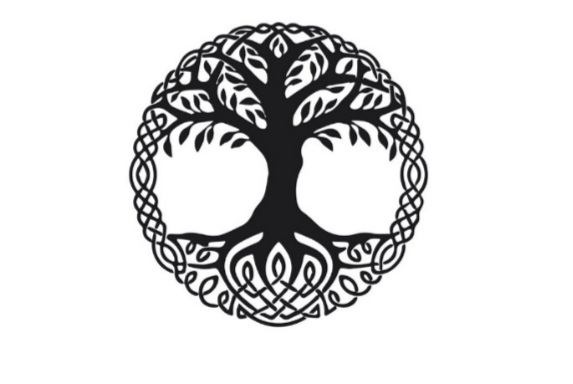 Illustration représentant un arbre entouré d'un cercle de manière abstraite