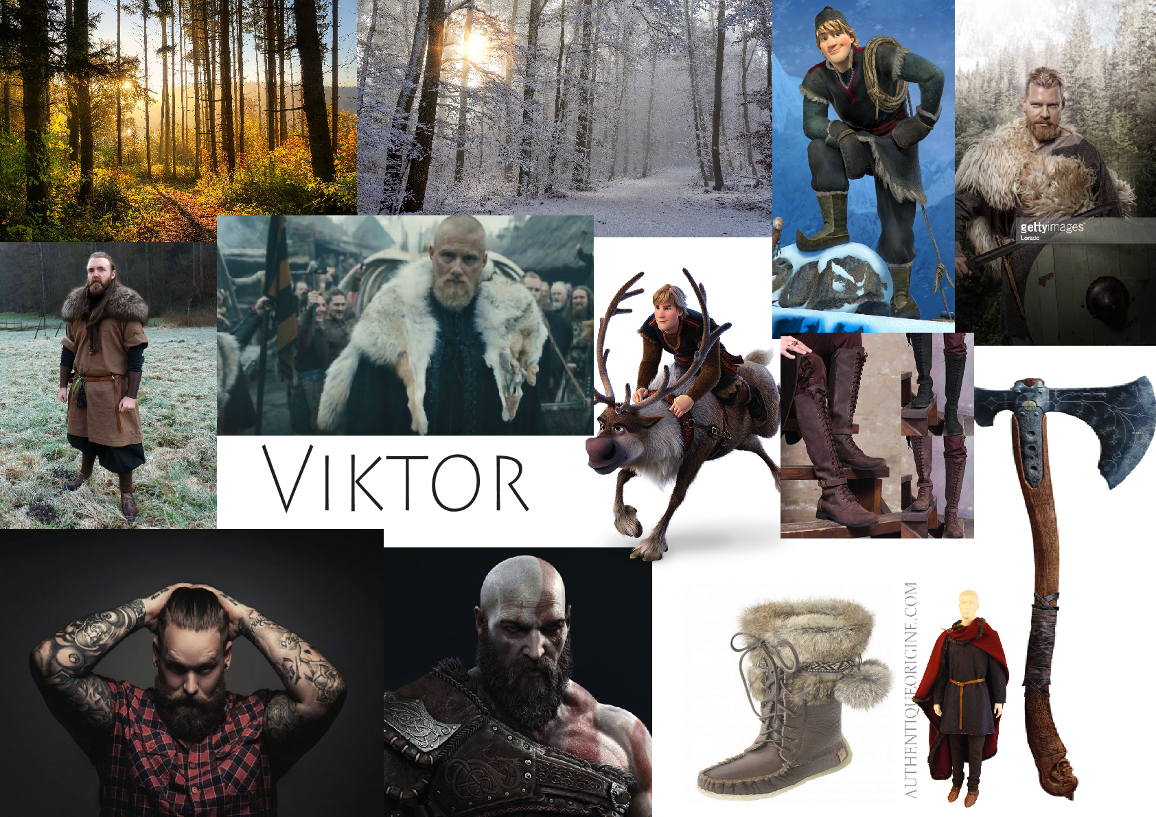 Assortiment d'images de vikings et de forêt
