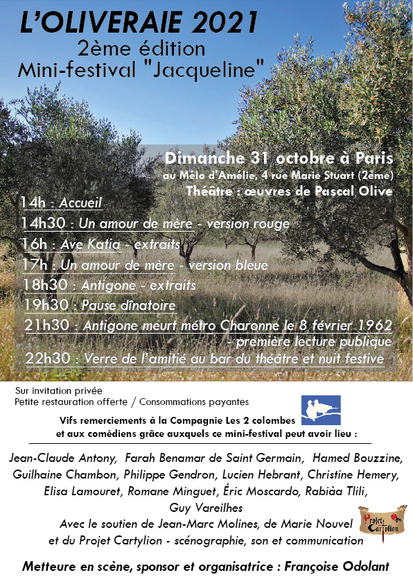 Affiche 2ème édition mini-festival de l'Oliveraie champs d'oliviers