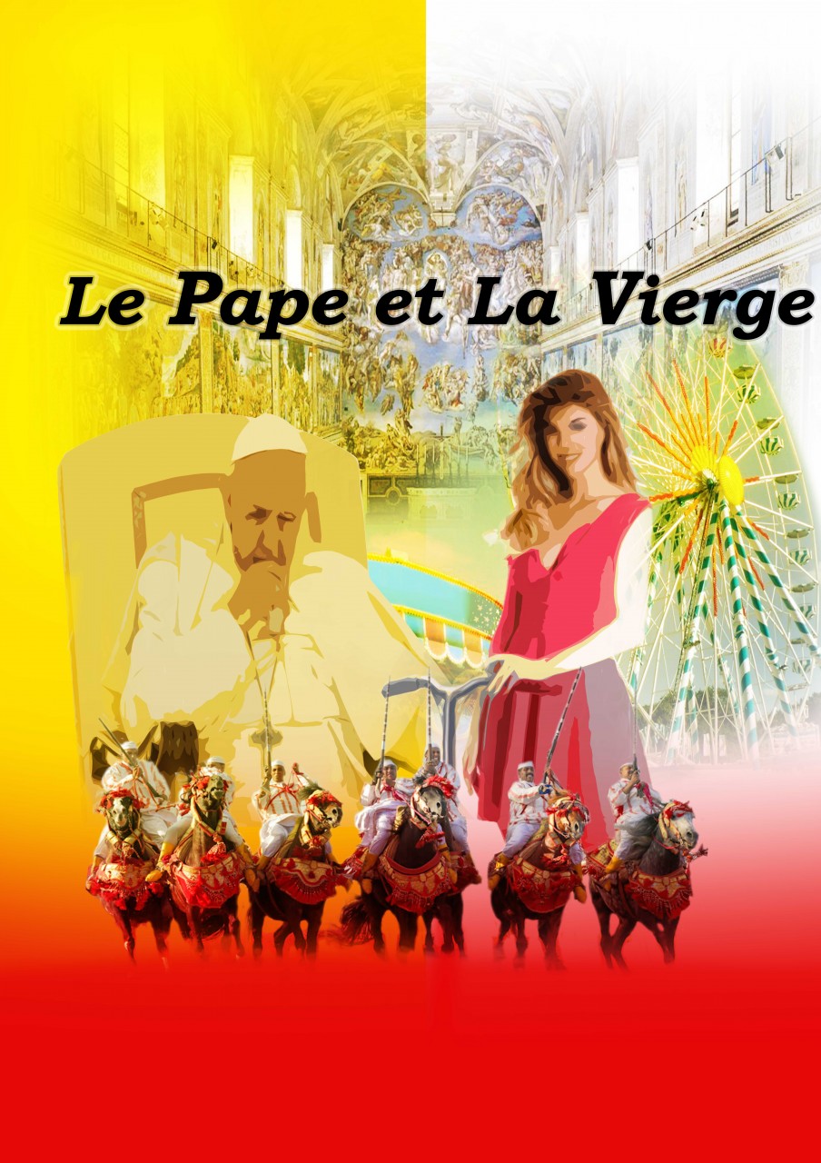 Affiche Le Pape et la vierge version en aplats de couleur